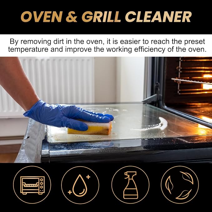 Oven And Grill Cleaner, Oven Rack & Grill Cleaner,3.38 FL. OZ Kitchen Heavy Oil Cleaner Spray, Eliminates Thick Grease & Build Up, Odor And Grease Remover