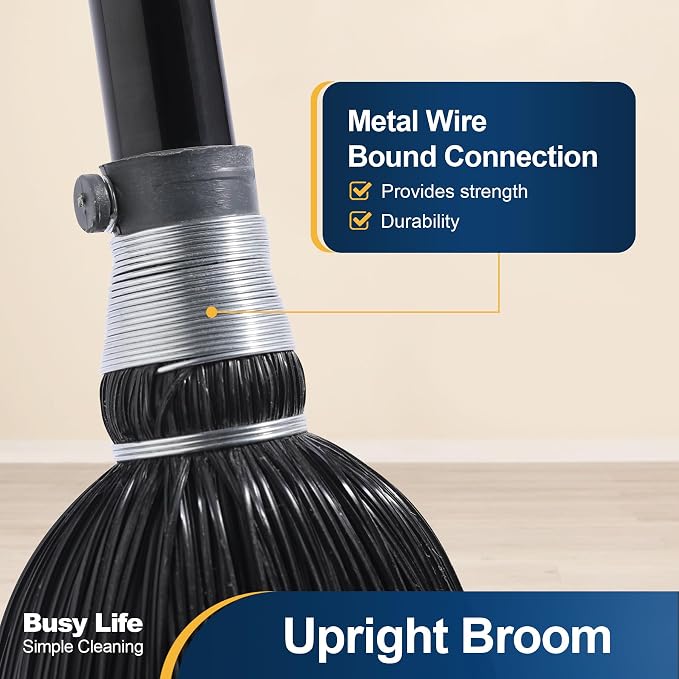 Yocada Broom Commercial Indoor Outdoor Broom 55.5 inch Tall Black | for Courtyard Garage Lobby Mall Market Floor Home Office Leaves Stone Dust Rubbish