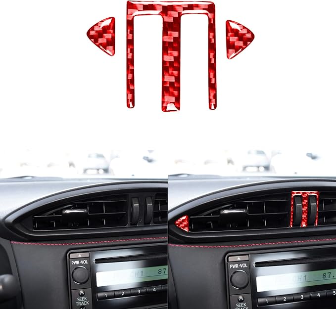 Red Real Carbon Fiber Accessories Central Console Vent A/C Air Vent Decals Compatible with Subaru BRZ/Scion FR-S/Toyota 86 2016 2017 2018 2019 2020 Car Trim Stickers