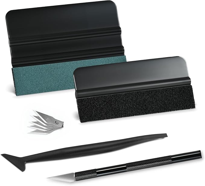NEWISHTOOL Car Window Tint Installation Kit Vinyl Wrap Tools Wrapping Kit | Felt Squeegee, Micro Squeegee, Precision Knife & Razor Blade, 9IN1 Film Installing Tint Kit Tools Vinyl Application Tool