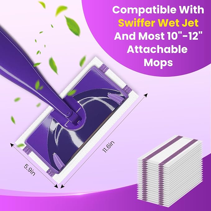 Pure Realm Wet Jet Refills Compatible with Swiffer Wet Pads Refills Hardwood Floor Cleaner Spray Mop Pad Refill, Bathroom Cleaning Supplies, Hardwood Floor Cleaner, Multi Surface，30 Count