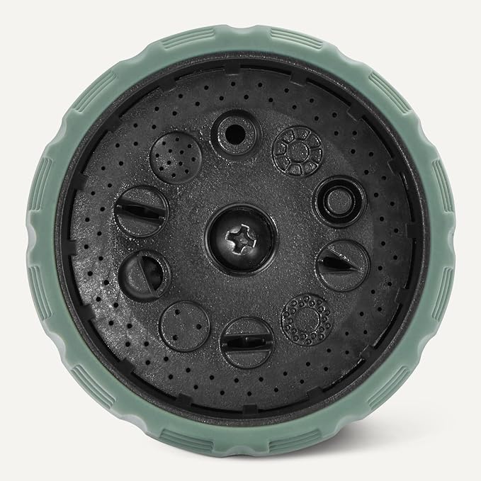 Amazon Basics 10 Spray Patterns Garden Hose Nozzle with Rotating Head, Black