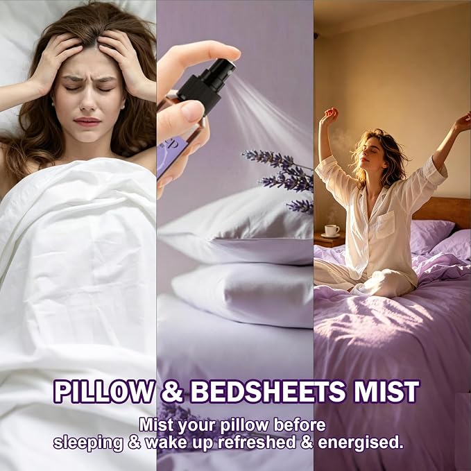 SCENTORINI Sleep Spray, 10.14 oz Calming Lavender Spray for Sleep | Lavender Essential Oil, 4 Pack Relaxing Aromatherapy Pillow Mist for Bedding Fabric, Liners, Sheets, Room Spray Air Freshener