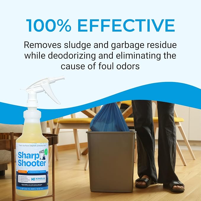 Sharpshooter, Heavy-Duty Trash Can Odor Eliminator & Degreaser, Garbage Surface Cleaner and Deodorizer Foam, Professional-Grade, Fresh Citrus Scent, 32 oz