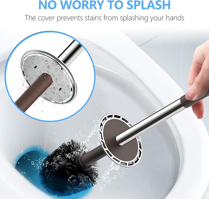SetSail Toilet Brush, Compact Size Toilet Bowl Brush and Holder Toilet Brushes for Bathroom with Stainless Steel Handle Toilet Cleaner Brush with Durable Scrubbing Bristles, 3 Packs,Brown