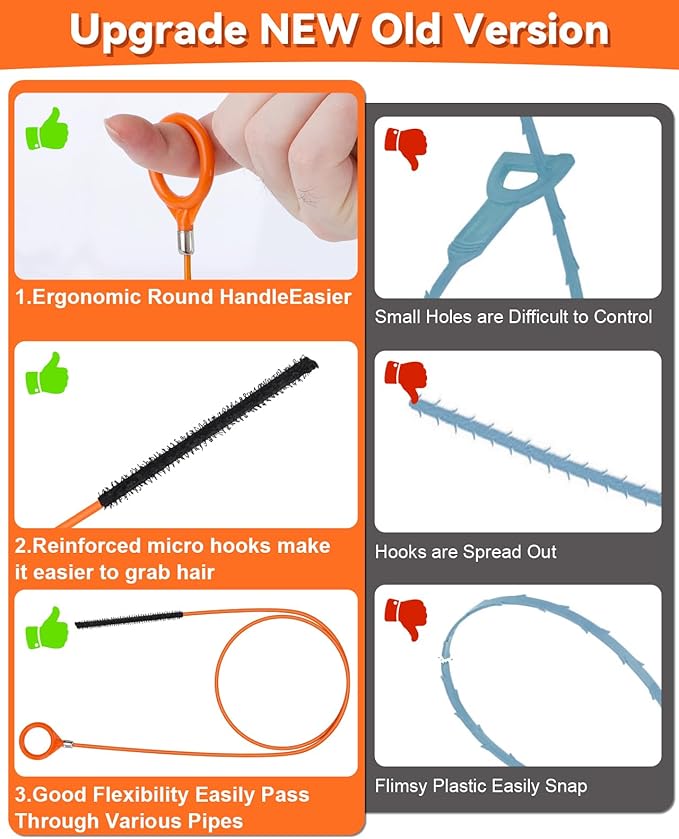 35 Inch Anti-break Metal Drain Snake, Hair Clog Remover, Drain Cleaner Tool with Nylon Coating Sink Snake, Clog Remover for Shower, Bathroom Sink Tub (6 Pack)