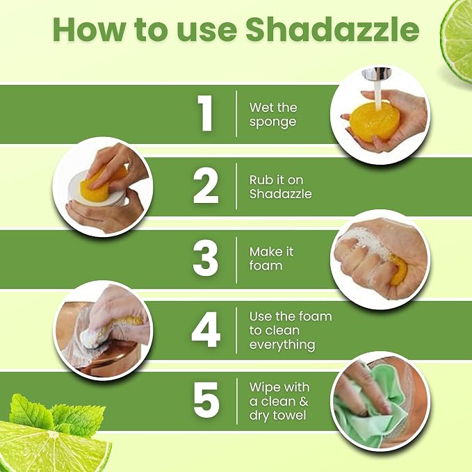 Shadazzle Natural All Purpose Cleaner and Polish – Eco friendly Multi-purpose Cleaning Product (10.58 Ounce (Pack of 1), Mint & Lime)