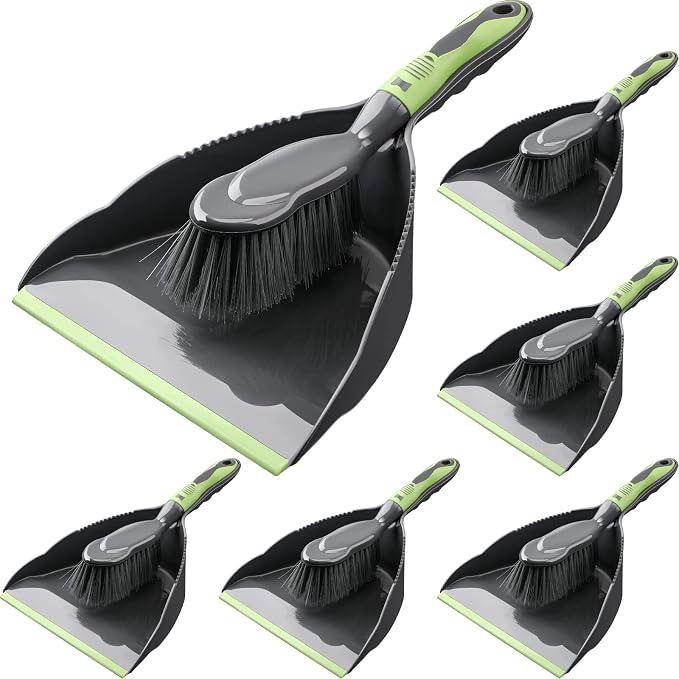 Zopeal 6 Set Dust Pan and Brush Set, Small Dustpan with Broom, Handheld Angle Broom and Dustpan Set for Home Room Kitchen Car Office Lobby Indoor Floor Cleaning