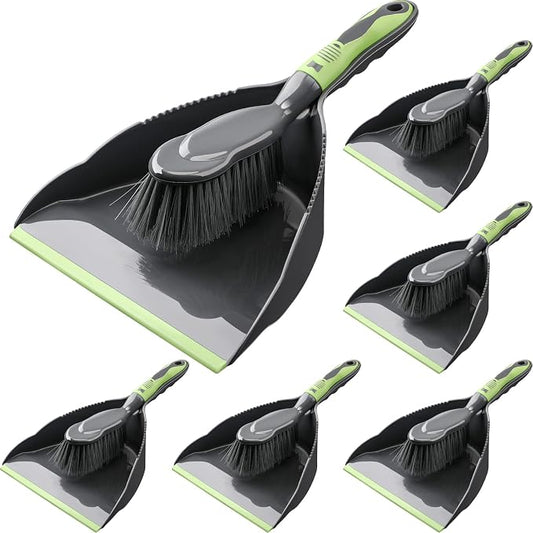 Zopeal 6 Set Dust Pan and Brush Set, Small Dustpan with Broom, Handheld Angle Broom and Dustpan Set for Home Room Kitchen Car Office Lobby Indoor Floor Cleaning