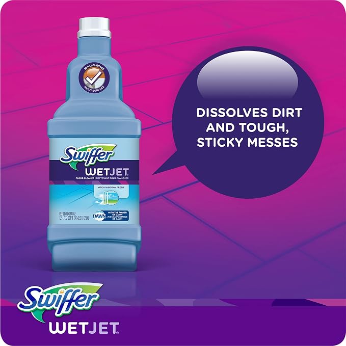 Swiffer FBA_23679CT WetJet Multi Purpose Solution 42.31.25 ozliter, Multicolor, Open Window Fresh Scent, 42.2 Fl Oz