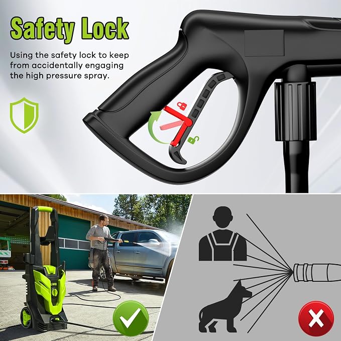 Pressure Washer, Power Washer with 4 Quick Connect Nozzles 1 Foam Cannon, High Pressure Cleaning Machine for Cars/Fences/Driveways/Patios/Farms/Home Cleaning(Bright Green)