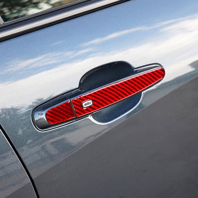 Car Exterior Door Handle Pull Panel Anti-Scratch Trim Stickers Compatible with Chevy Malibu 9th Gen 2016 2017 2018 2019 2020 2021 Real Carbon Fiber Accessories Decals