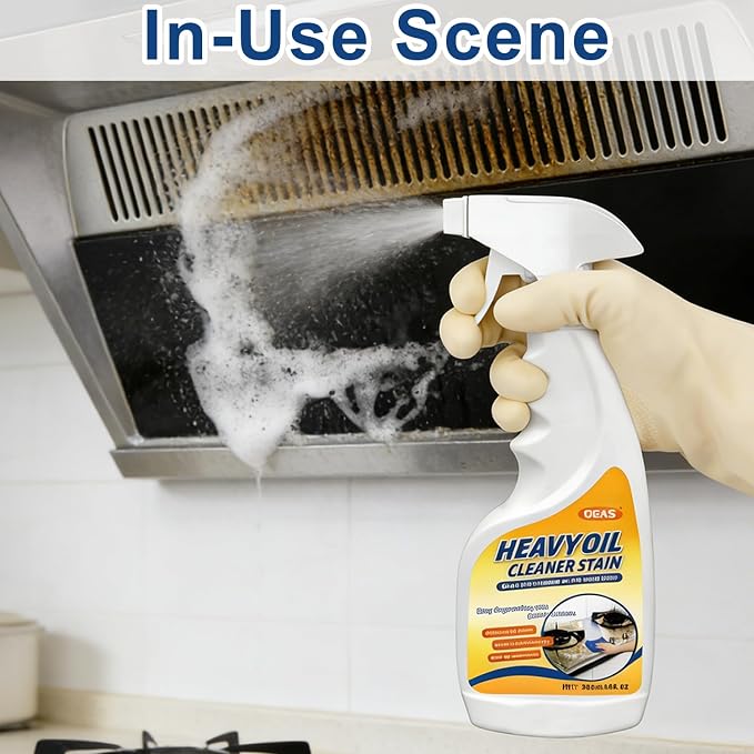 Heavy Duty Kitchen Degreaser Spray – Multi-Surface Oil & Grease Remover for Oven, Stovetop, Grill, Range Hood & Cookware, Non-Abrasive Low-Odor Formula, Effective Cleaner for Kitchen Surfaces