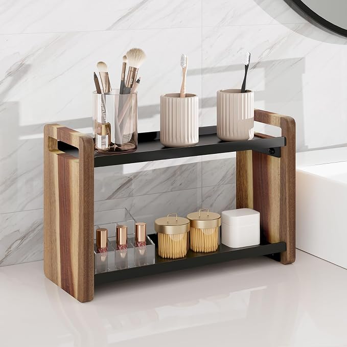 Bathroom Counter Organizer,Bathroom Counter Shelf,Bathroom Organizers,Organizers and Storage,Under Sink Organizer,Cologne Organizer for Men,Cologne Cabinet,Vanity Shelf(Acacia 2 Tier)