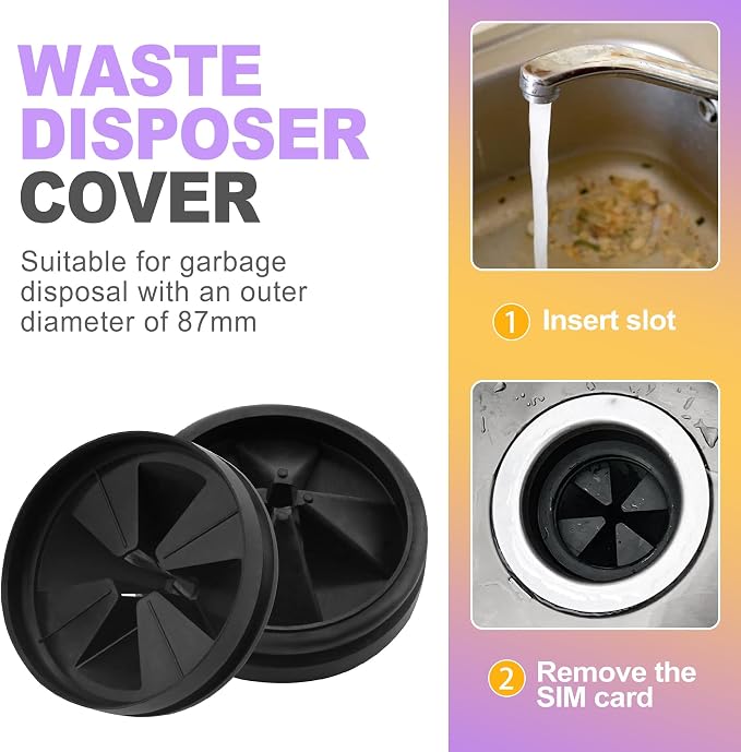 2 Pack Garbage Disposal Splash Guard for 3-3/8 Inch Drains, Removable Rubber Sink Baffle Replacement, Quiet Collar and Drain Cover for Kitchen Sink Disposers