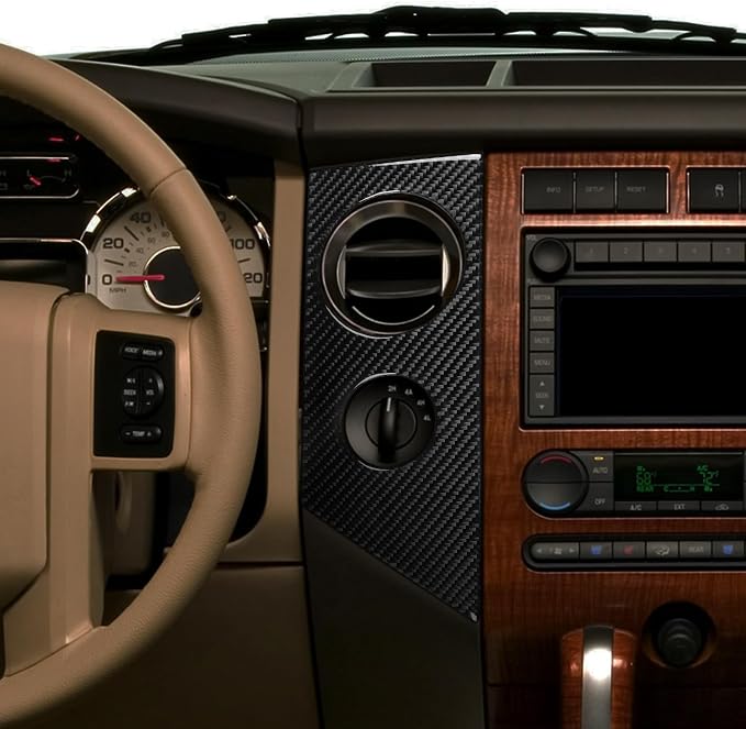 Air Vent Decals Fit for Ford Expedition 2007-2014 Real Carbon Fiber | Central Console Air Vent Decor Accessories|Thick Overlay|Anti-scratch|Self-adhesive