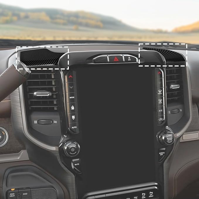 for RAM TRX Center Dashboard Storage Bin Trim Cover Fit for RAM TRX 2018-Present Black Carbon Fiber Interior Accessories