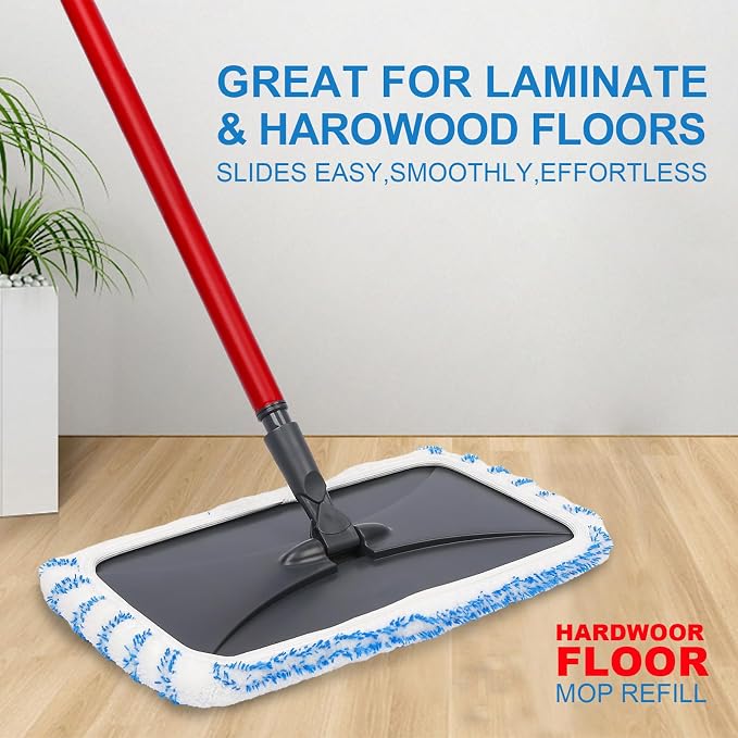 2-Pack Reusable Microfiber mop Pads, Compatible with Oceda 15x8 inch Flat mop, Wet and Dry use, deep Cleaning (mop Handle not Included).