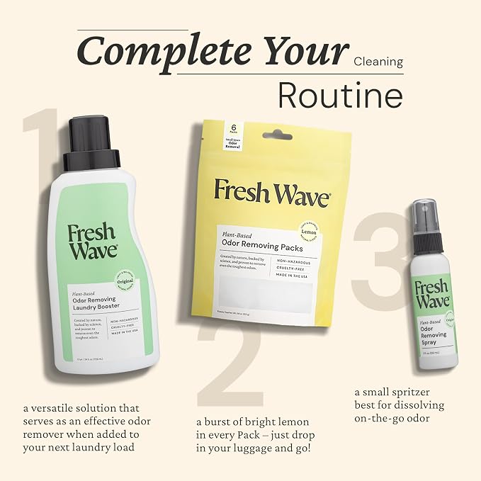 Fresh Wave Odor Eliminator Room Spray, 2 oz Travel Size, 2-Pack, Original | Plant oil formula with lime, pine needle, and cedarwood, Neutralizes air and fabric odors, Non-hazardous, Pet-safe