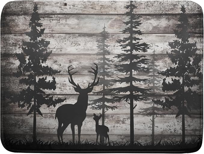 Forest Deer Dish Drying Mat Wildlife Animal Decorative Microfiber Dishes Pad 18x24 Inch Absorbent Reversible Kitchen Counter Drainer Mats