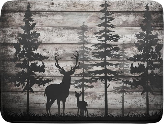 Forest Deer Dish Drying Mat Wildlife Animal Decorative Microfiber Dishes Pad 18x24 Inch Absorbent Reversible Kitchen Counter Drainer Mats