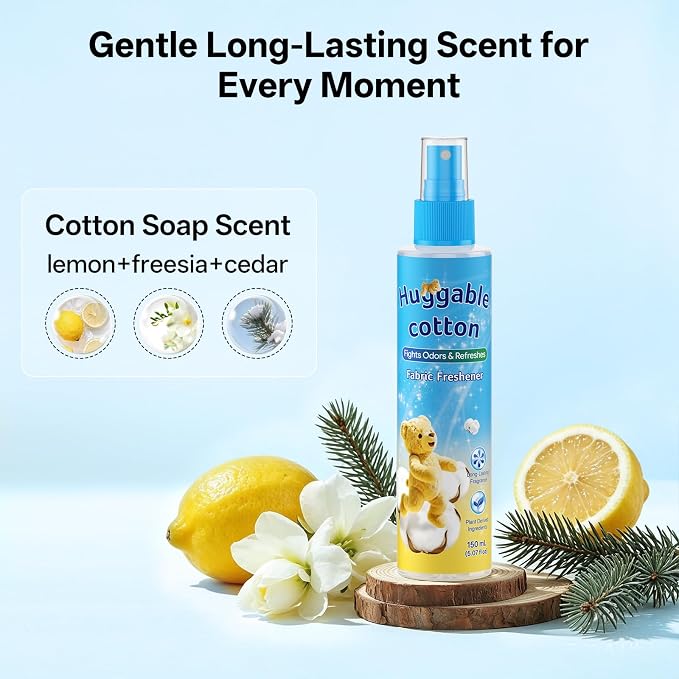 Odor Eliminator Fabric Freshener Spray, Clean Scent, 5.07 fl oz | Multi-Use Fabric Refresher Deodorizer, Long Lasting Fragrance for Clothes, Carpet, Couch, Mattress, Pillow, Curtain & Travel