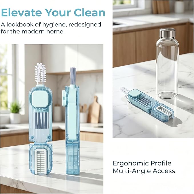 2Pcs 4 in 1 Cup Lid Gap Cleaning Brush Set,Multifunctional Crevice Cleaning Brush for Bottle,Multipurpose Bottle Cleaner with Compact Design Tiny Silicone Cup Holder Cleaner Tool,Kitchen Gadgets