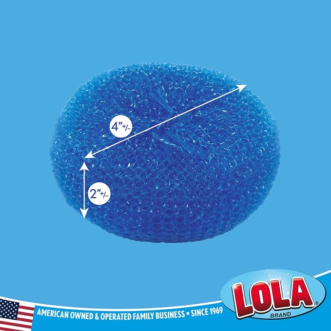 LOLA Jumbo 4" Plastic Mesh Scouring Pads, 6 Pack, Non-Scratch, Great for Pots, Dishwashing, Sinks, Appliances, Assorted Colors