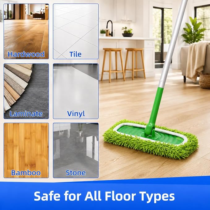 6PCS Reusable Microfiber Mop Pads Compatible with Swiffer Sweeper, Mop Replacement Wet Mopping Cloths, Washable Wet Pads Refill for Wet & Dry Surface, Hardwood Floor Cleaning