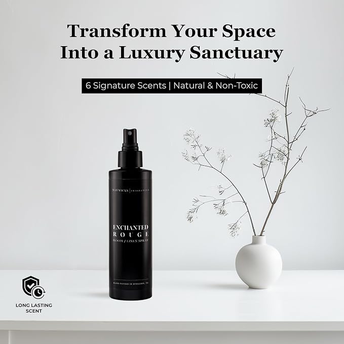 Mavwicks Fragrances - (Enchanted Rouge) Linen & Room Spray (8oz) – Bedroom & Home Fragrance Mist, Long-Lasting Freshness To Brighten Up Your Space, Fabric & Air Freshener, Aromatherapy Scent Spray