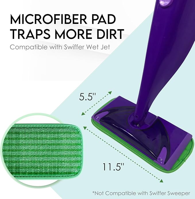 Heavy Duty Microfiber Mop Refill Pads - Extra Thick, Premium Quality Mop Pad Replacements Refills for Wet and Dry Mopping Up Dirt, Dust, Dog Hair and Cat Hair