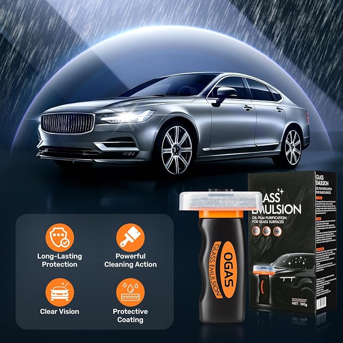 Glass Emulsion Cleaner,Car Oil Film Cleaner,Handle Oil Film Remover&Windshield Cleaner For Cars Window, Glass Emulsion, Crystal Clear View
