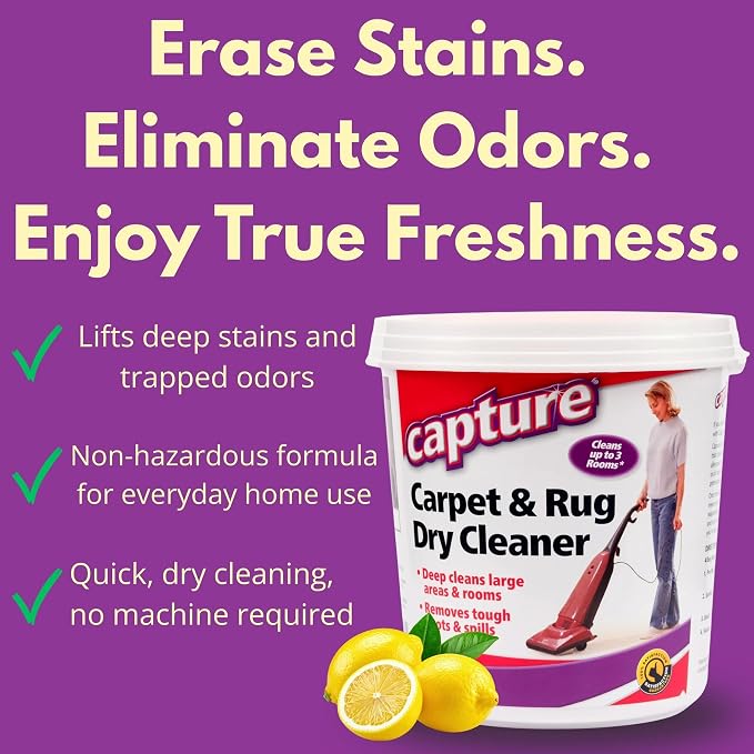 Capture Carpet & Rug Dry Cleaner: Carpet Deodorizer & Freshener Powder - Pet Odor Eliminator - Spot & Stain Remover - Fresh Natural Scent - Carpet Cleaner Powder - Dry Rug Powder Cleaner (2.5 lb)
