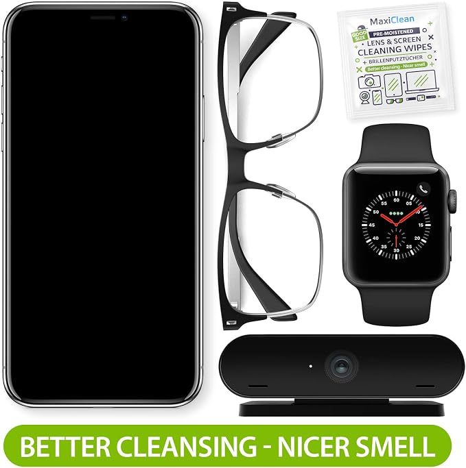 MAXI CLEAN 440 Pack Lens Wipes for Eyeglasses Pre-Moistened, Individually Wrapped Streak-Free Cleaning for Glasses & Laptop Screens, Glasses Cleaner Wipe Bulk 5.5 x 4.7 Inch, Sunglasses & Phone Wipe