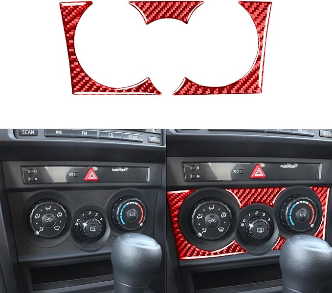 Red Real Carbon Fiber Car Air Conditioner A/C Control Button Trim Stickers Decals Compatible with Scion FR-S 2013 2014 2015 2016 / Toyota 86 2017 2018 2019 2020 Accessories