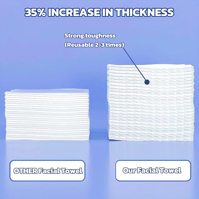 Disposable Face Towel 300 Count, Soft Cotton Clean Skin Face Towels, Dry Wipes Cotton Facial Towels Wash Cloths Tissue Thickened, Face Towelettes Disposable for Makeup Remover, Cleansing and Skincare