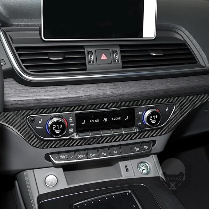 Real Carbon Fiber Trim for Audi 80A Q5 Accessories | for SQ5 2018-2025 Dash CD Panel Frame Cover Sticker Interior Thick Overlay Decal