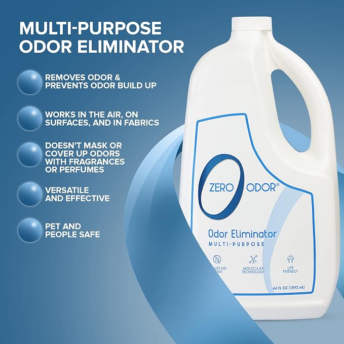 Zero Odor Multi-Purpose Odor Eliminator, Air and Surface Odor Remover for Home, Bathroom, Kitchen, and Closet, Refill, 64 oz, 2-Pack