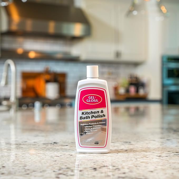 Gel-Gloss Home Kitchen & Bath Polish - Carnauba Wax Formulation, 16 oz. | High Shine Protective Coating, Removes Water Spots, Light Scratches & Stains, Restores Color & Shine