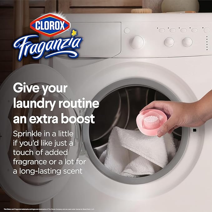 Clorox Fraganzia In-Wash Laundry Scent Booster Crystals Rose Scent Fresh Smelling Clothes Linens Safe All Fabrics Colors Easy Pour 70 OZ 6 Pack Extended Household Supply Standard HE Machines