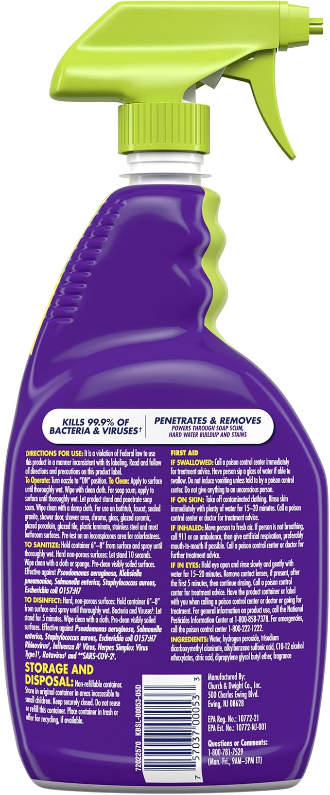 OxiClean Bathroom Cleaner, Shower, Tub & Tile, Powered by OxiClean Stainfighters, 32 oz