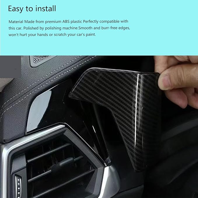 ABS Carbon Fiber Center Console Dashboard Panel Trim Cover for BMW 3 4 Series G20 G22 330i 325i (LHD) Dashboard Lid Stripe Cover (2pcs Carbon Fiber)