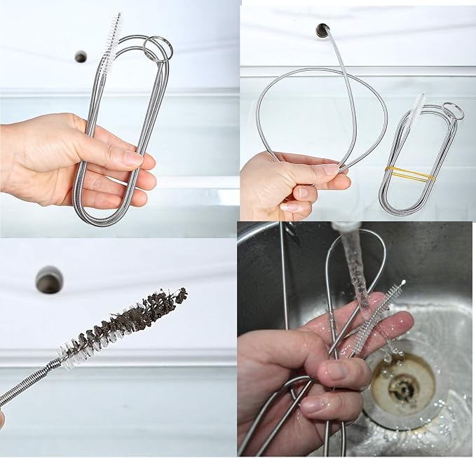 ICEYLI 2 Pack 60 Inch Long Flexible Tube Cleaning Brush, Stainless Steel and Nylon Bristles, Suitable for Home Kitchen, Fish Tank, Water Pump Accessories, and More