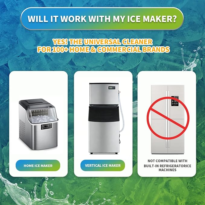 Ice Machine Cleaner Descaler 500ml Universal Formula Ice Maker Countertop | quickly dissolves,Restores your machine,extend the lifespan of your ice maker