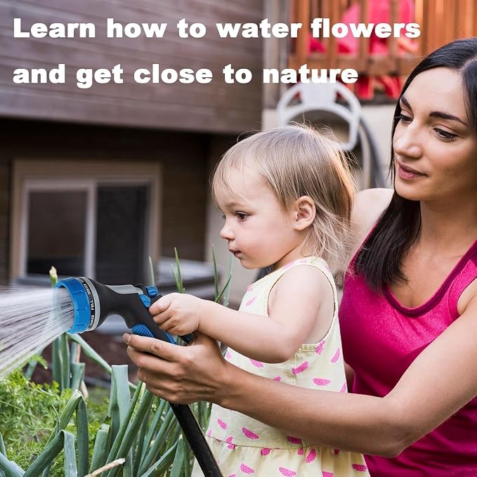Garden Hose Nozzle with Adjustable 10 Watering Patterns Hose Spray Nozzle | Slip Resistant High Pressure Leak-Proof ,Water Hose Nozzle Sprayer for Plants & Lawns Watering,Car Washing and Pet Showering