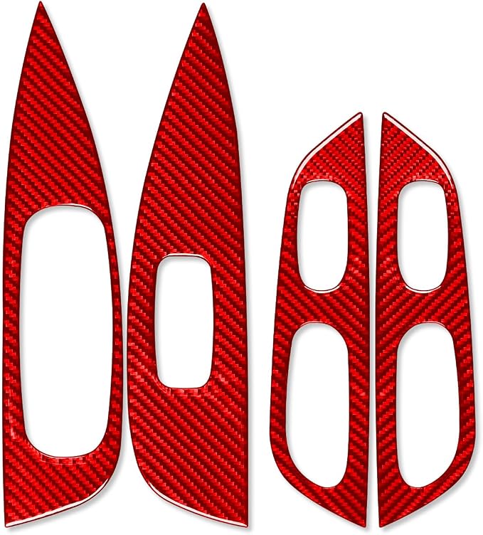 Red Real Carbon Fiber Trim for Nissan Rogue Accessories | for 2014-2020 / Rogue Sport 2017-2022 Window Lift Panel Cover Sticker Interior Thick Overlay Decal