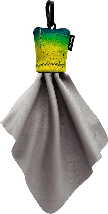 SPUDZ Classic Microfiber Lens Cleaner – Clip-On Pouch, Washable – for Binoculars, Scopes, Glasses, Screens | Classic | Mahi Mahi, 6 x 6 Inch