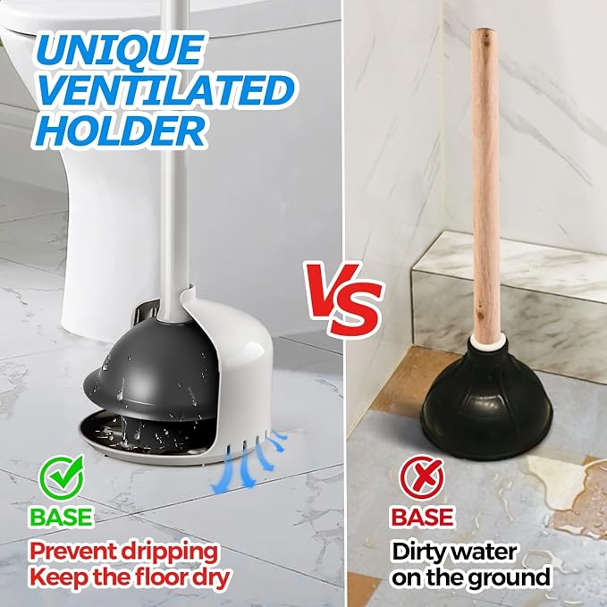 FORASTO Toilet Plunger with Holder,Plungers for Bathroom with Holder,Heavy Duty Plunger with Cover,Bathroom Decor，Bathroom Accessories，Toilet Bowl Cleaners,Cream Gray | Plungers for Bathroom, Toilet Bowl Cleaners, Apartment Must Haves, Bathroom Decor A...