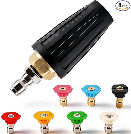Pressure Washer Tips Turbo Nozzle 4000 PSI with 7 Pieces Spray Tips, 4.0 GPM 4.0 Orifice, 1/4" Quick Connect for Concrete, Cleaning Brick and Vinal Surfaces