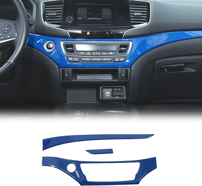 Center Console Dashboard Panel Strip Trim for Honda Pilot 2016-2022 Interior Decorative Cover Protector Accessories Anti Scratch ABS Material (Blue)